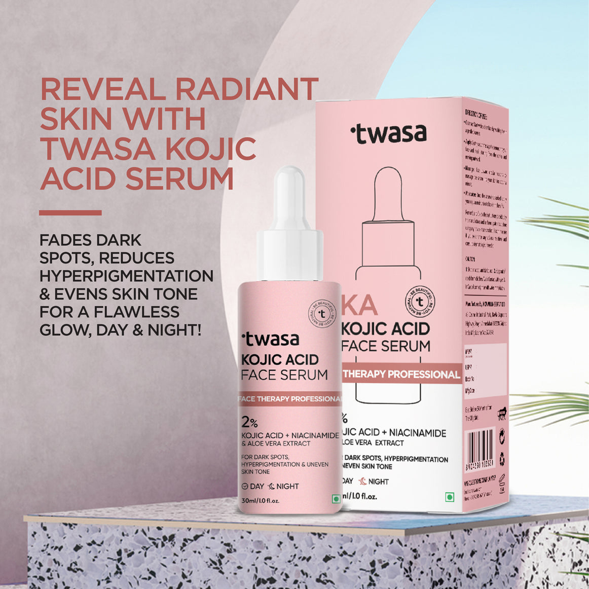 2% Kojic Acid Face Serum for Hyperpigmentation with Niacinamide, Brighten the Skin Tone