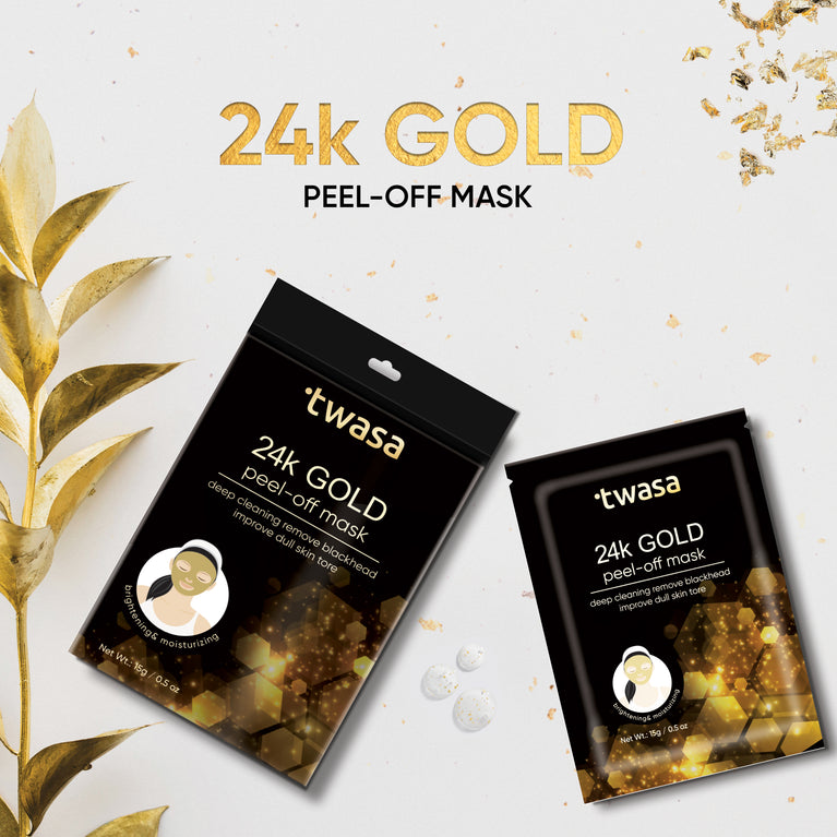 24K Gold Peel Off Mask for Glowing Skin, Wrinkles, Blackheads & Collagen - Best Gold Face Mask for Men & Women