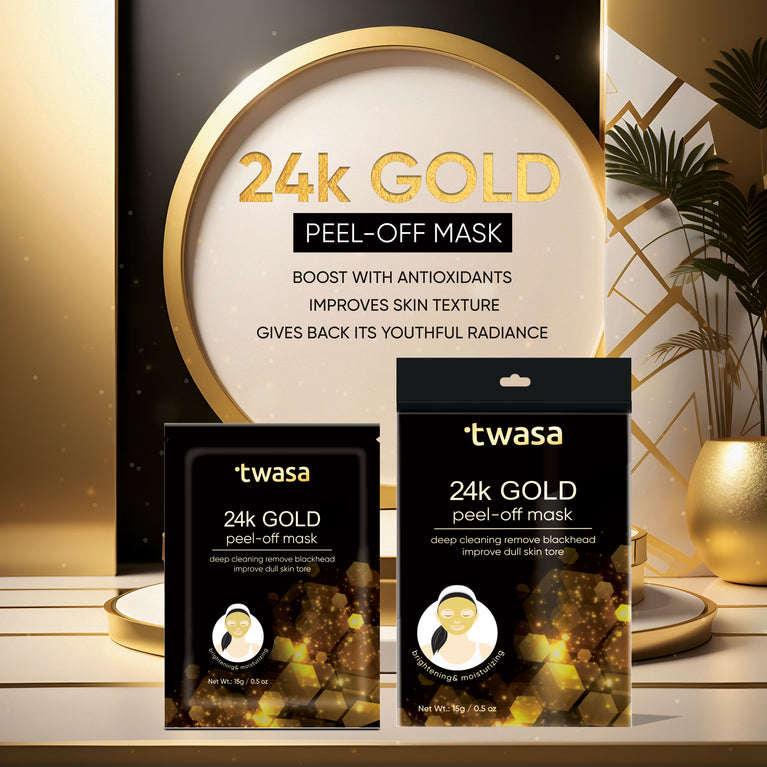 24K Gold Peel Off Mask for Glowing Skin, Wrinkles, Blackheads & Collagen - Best Gold Face Mask for Men & Women