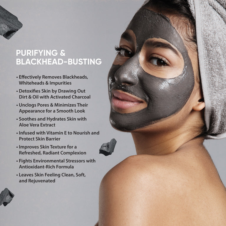 Activated Charcoal Peel Off Mask for Blackheads, Detoxifying & Deep Cleansing, Rejuvenating Face Mask