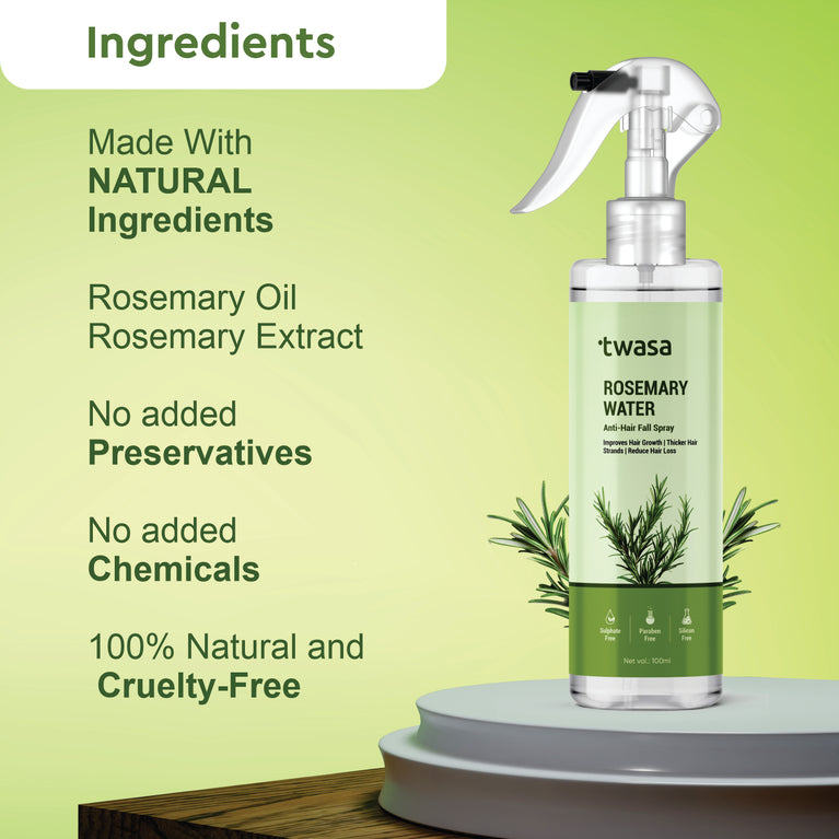 Rosemary Hair Water for Growth & Thickness – Natural Spray for Healthy Hair, Hair Loss, and Dandruff