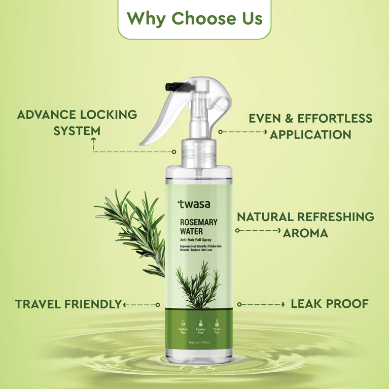 Rosemary Hair Water for Growth & Thickness – Natural Spray for Healthy Hair, Hair Loss, and Dandruff