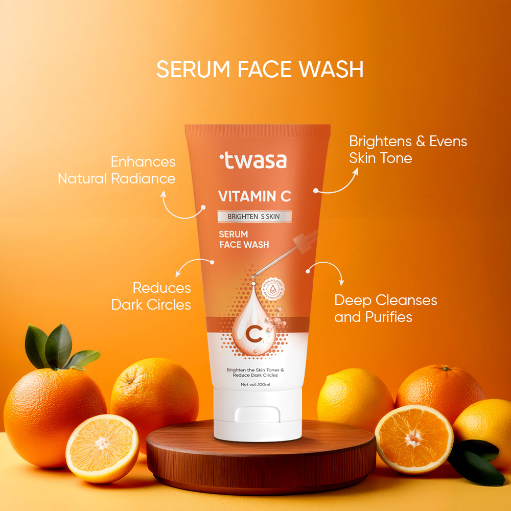 Vitamin C Face Wash for Glowing Skin and Brightening - Natural Vitamin C Facial Cleanser for Acne, Oily, and Dry Skin