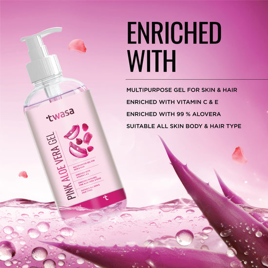 Vegan pink aloe vera gel beauty product