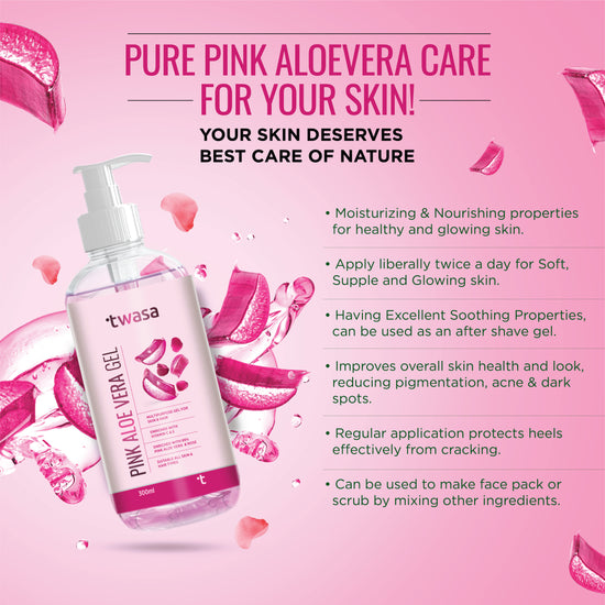 Natural pink aloe vera gel for face and body