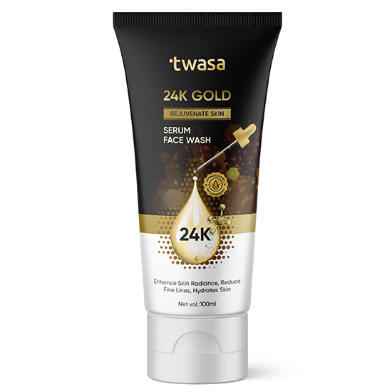 24K Gold Face Wash - Natural Gold Infused 24 Carat Golden Glow Skin-Brightening Facial Wash for Radiant, Hydrated & Glowing Skin